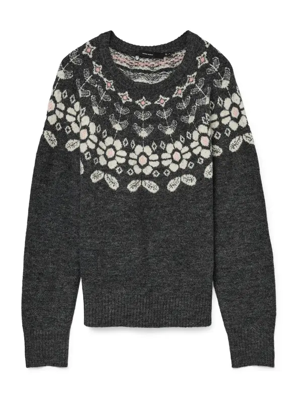 Vero Moda VERO MODA Pulover 'VMSIMONE'  tamo siva / roza / bijela