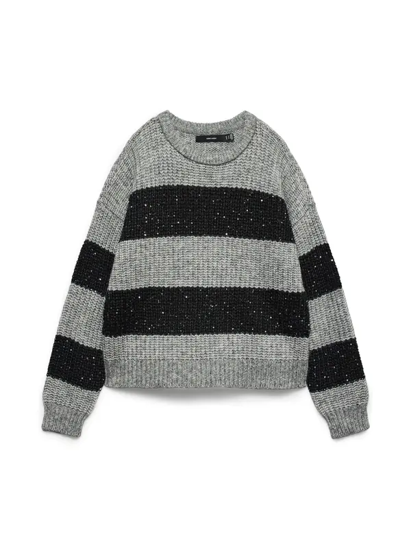 VERO MODA VERO MODA Pulover 'VMSparkle'  siva melange / crna