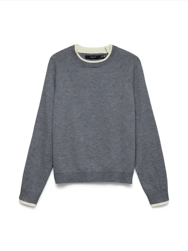 Vero Moda VERO MODA Pulover 'VMWONDERFUL'  siva melange / bijela
