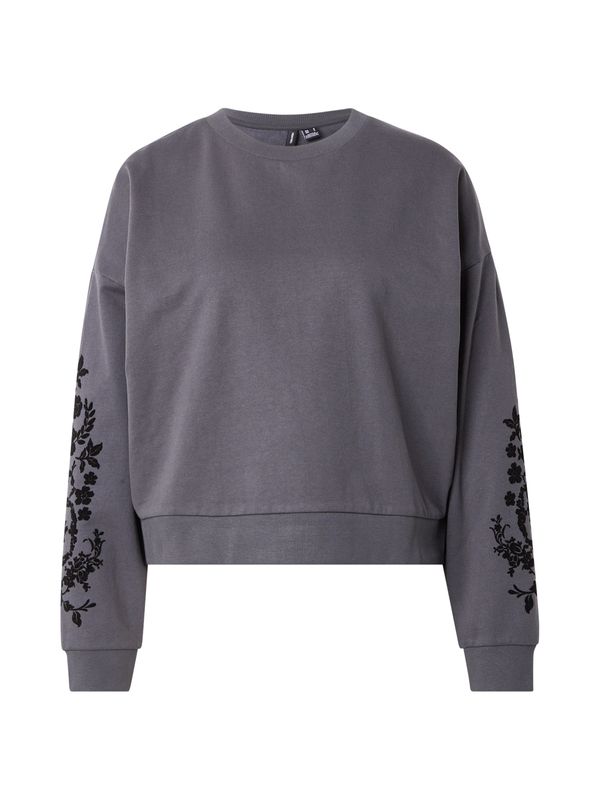 VERO MODA VERO MODA Sweater majica 'VMHELEN TRINA'  tamo siva / crna