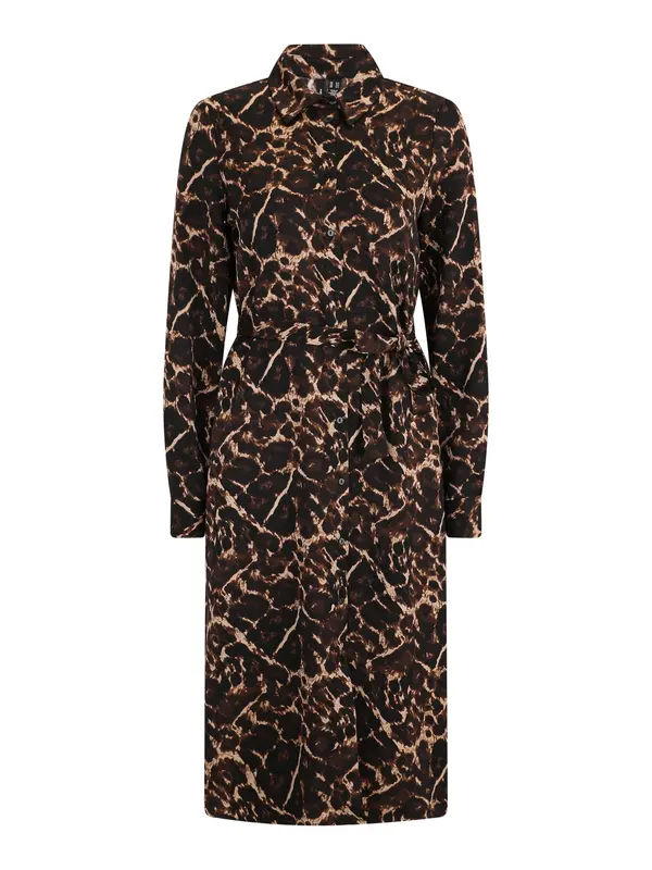 Vero Moda Tall Vero Moda Tall Košulja haljina 'VMHUXLEY'  svijetlobež / tamno smeđa / crna