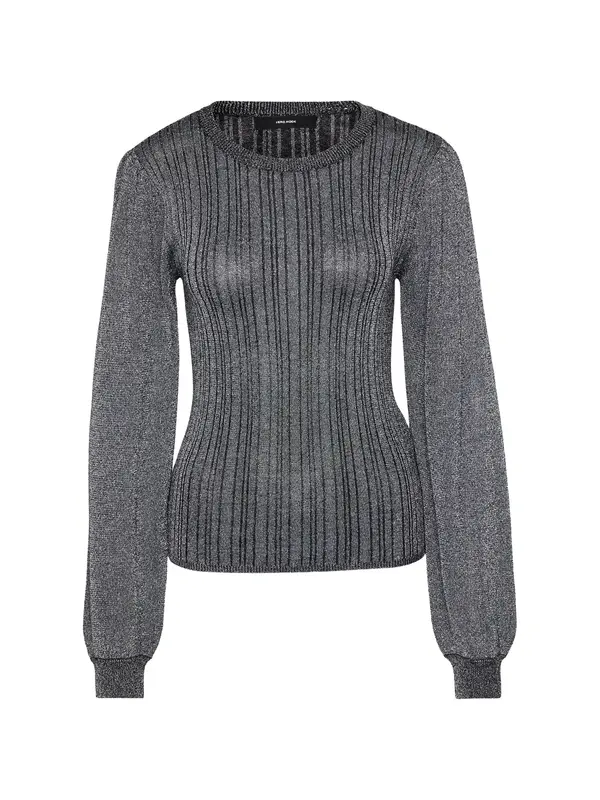 Vero Moda Tall Vero Moda Tall Pulover 'VMTALIA'  crna melange / srebro