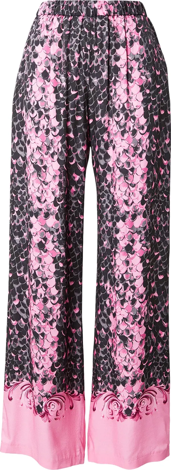 Versace Jeans Couture Versace Jeans Couture Hlače s naborima  siva / svijetloroza / crna