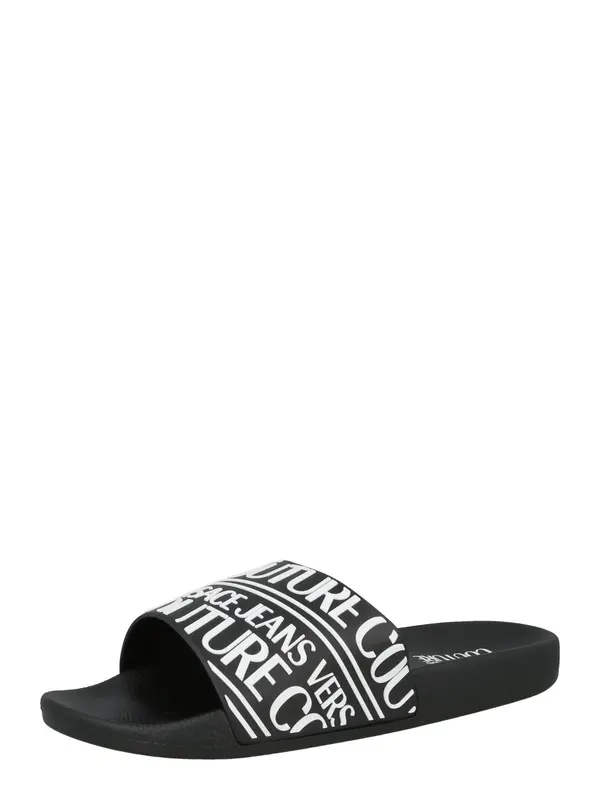 Versace Jeans Couture Versace Jeans Couture Natikače s potpeticom 'FONDO SLIDE DIS. SQ1'  crna / bijela