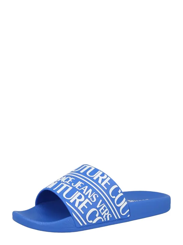 Versace Jeans Couture Versace Jeans Couture Natikače s potpeticom 'FONDO SLIDE DIS. SQ1'  plava / bijela