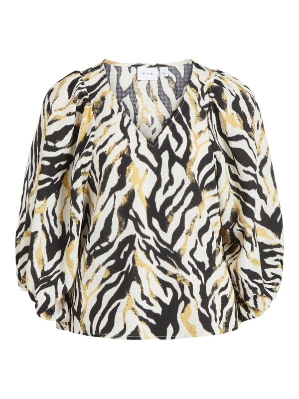 VILA VILA Bluza 'CLUDIA'  žuta / siva / crna / bijela