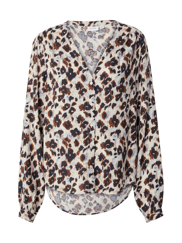 VILA VILA Bluza 'VIKATHRINA'  svijetloplava / smeđa / svijetlosiva / crna