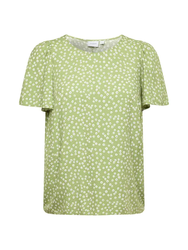 Vila Curve Vila Curve Majica 'VICatie'  zelena melange / crna / bijela