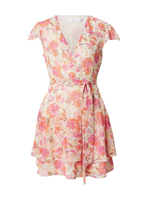 VILA VILA Haljina 'BARIA'  boja pijeska / svijetlozelena / narančasta / ružičasta