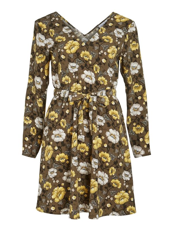 VILA VILA Haljina 'KRISTINA'  bež / svijetložuta / maslinasta