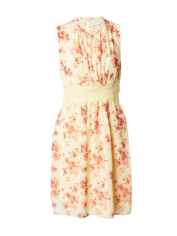 VILA VILA Haljina 'MILINA'  svijetložuta / tamno zelena / roza