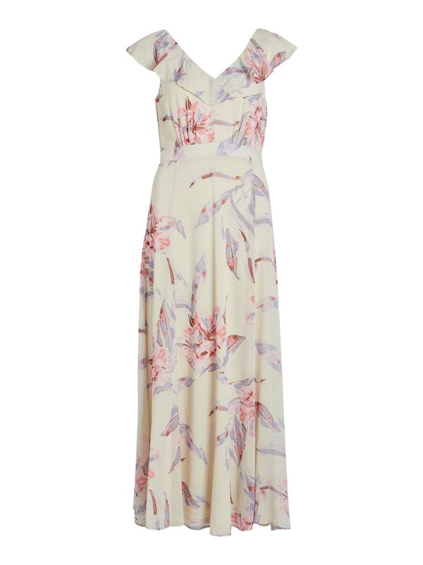 VILA VILA Haljina 'RILLA'  bež / toplo smeđa / svijetloljubičasta / prljavo roza