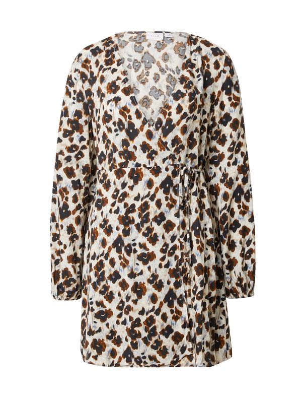 VILA VILA Haljina 'VIKATHRINA'  ecru/prljavo bijela / plava / tamno smeđa / crna