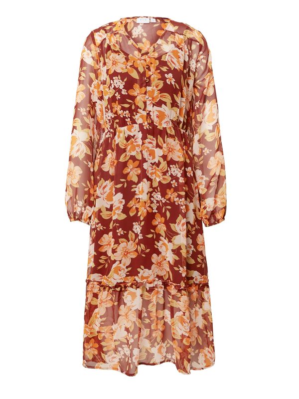 VILA VILA Haljina 'VINCE'  boja pijeska / narančasta / svijetlonarančasta / merlot