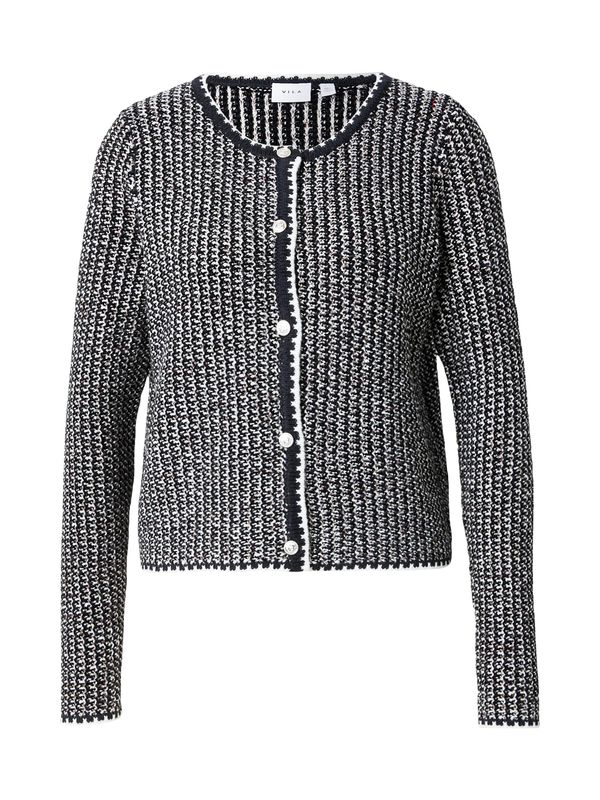 VILA VILA Kardigan  svijetlosiva / crna / bijela