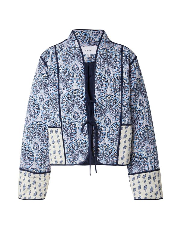 VILA VILA Prijelazna jakna 'VIDELPHINE'  ecru/prljavo bijela / morsko plava / svijetloplava