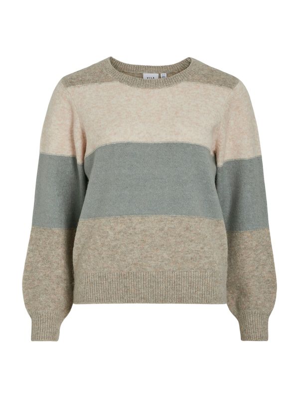VILA VILA Pulover  nude / bež melange / dimno siva