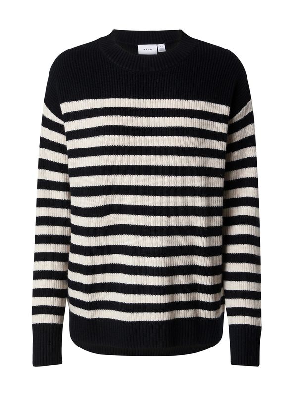 VILA VILA Pulover 'Ril'  crna / vuneno bijela