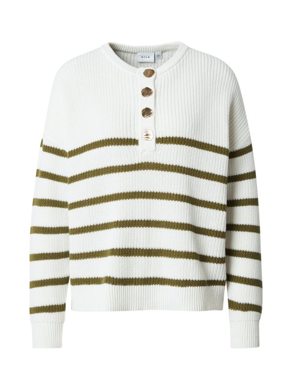 VILA VILA Pulover 'VICHING'  tamno zelena / bijela