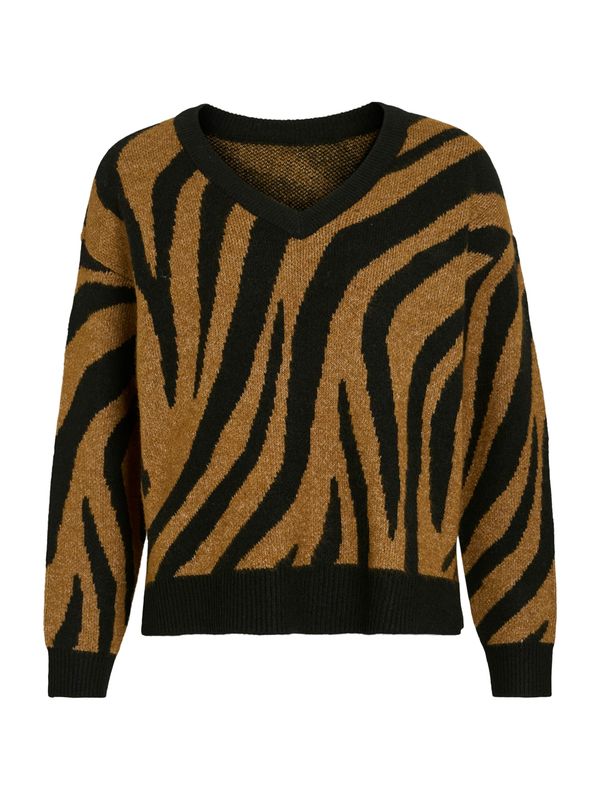 VILA VILA Pulover 'VICILIA'  konjak / crna