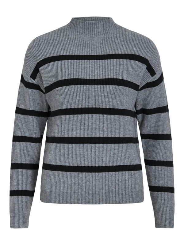 VILA VILA Pulover 'VIRIL'  siva melange / crna