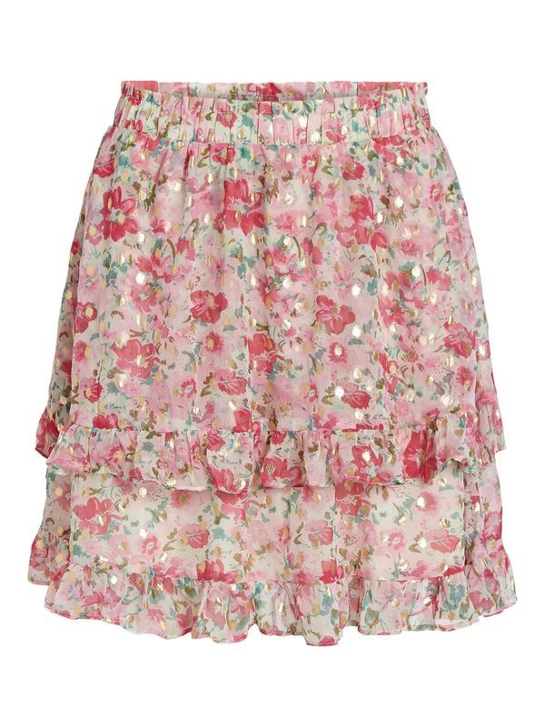 VILA VILA Suknja 'MARION'  zlatna / roza / roza / bijela