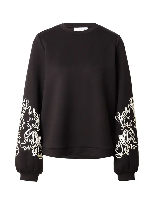 VILA VILA Sweater majica 'VISIFFI'  crna / bijela
