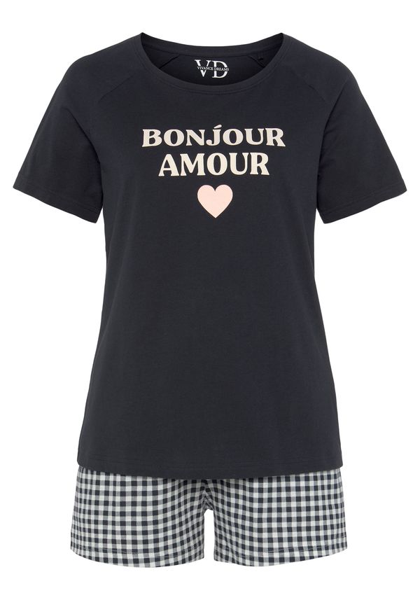 VIVANCE VIVANCE Kratke hlače za spavanje 'Dreams'  crna / bijela