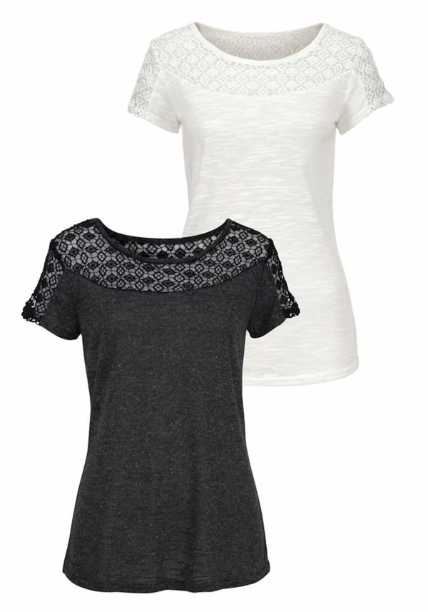 VIVANCE VIVANCE Majica  antracit siva / bijela