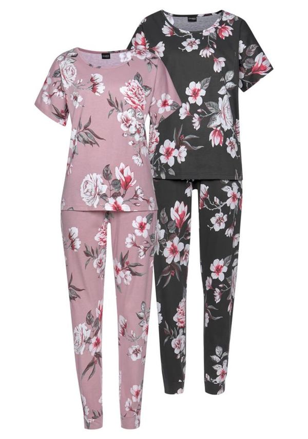 VIVANCE VIVANCE Pidžama  antracit siva / menta / prljavo roza / bijela