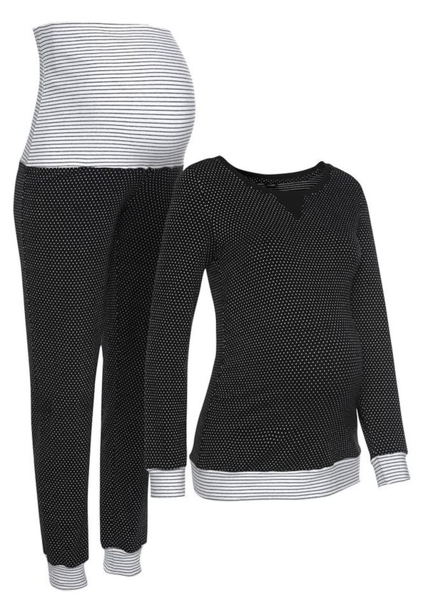 VIVANCE VIVANCE Pidžama  crna / bijela