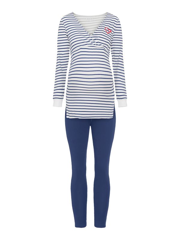 VIVANCE VIVANCE Pidžama 'Dreams'  plava / svijetlo crvena / bijela