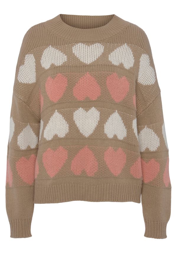 VIVANCE VIVANCE Pulover  bež / koraljna / bijela