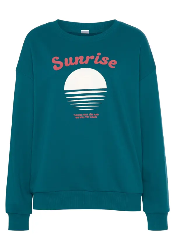 VIVANCE VIVANCE Sweater majica  petrol / klasično crvena / bijela