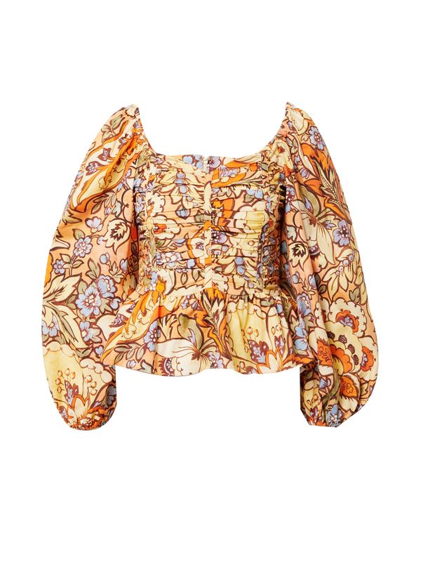 Warehouse Warehouse Bluza  svijetloplava / smeđa / svijetložuta / pastelno narančasta