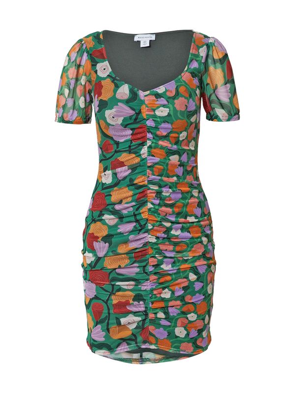 Warehouse Warehouse Haljina 'Rose England'  tamno zelena / ljubičasta / narančasta / svijetlocrvena