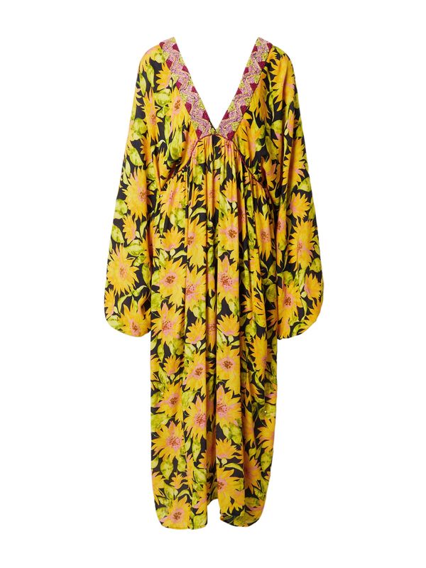 Warehouse Warehouse Haljina  žuta / svijetlozelena / svijetloljubičasta / crna