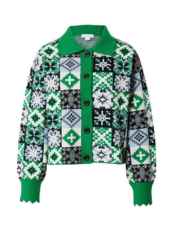 Warehouse Warehouse Kardigan  svijetloplava / travnato zelena / crna / bijela