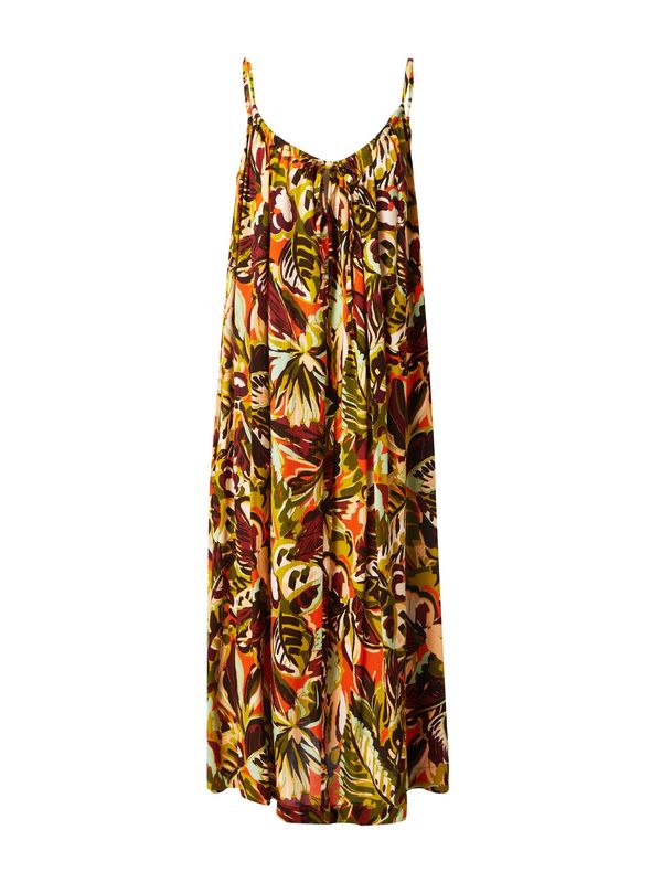 Warehouse Warehouse Ljetna haljina  tamno smeđa / senf / maslinasta / vatreno crvena