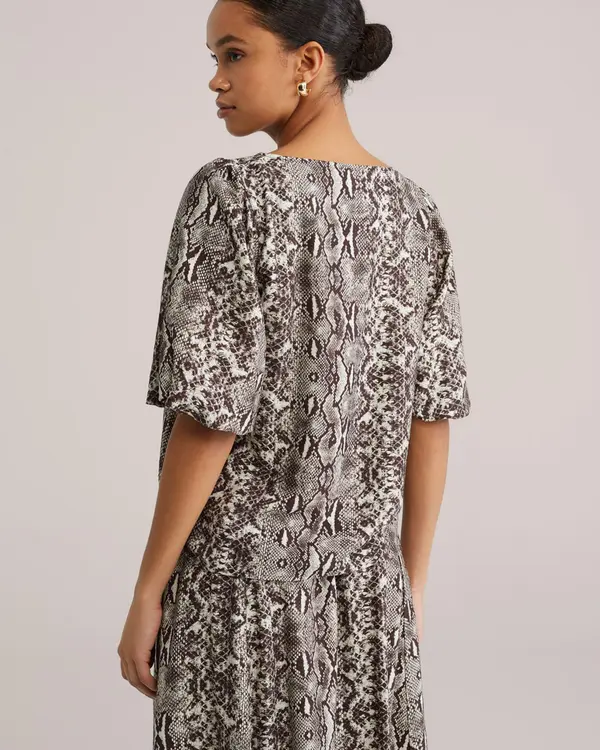 WE Fashion WE Fashion Bluza  tamno smeđa / bijela