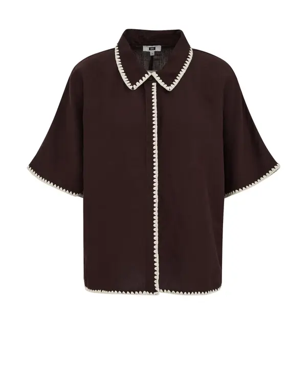 WE Fashion WE Fashion Bluza  tamno smeđa / bijela