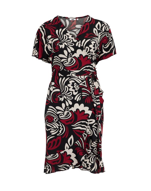 WE Fashion WE Fashion Haljina  karmin crvena / crna / vuneno bijela