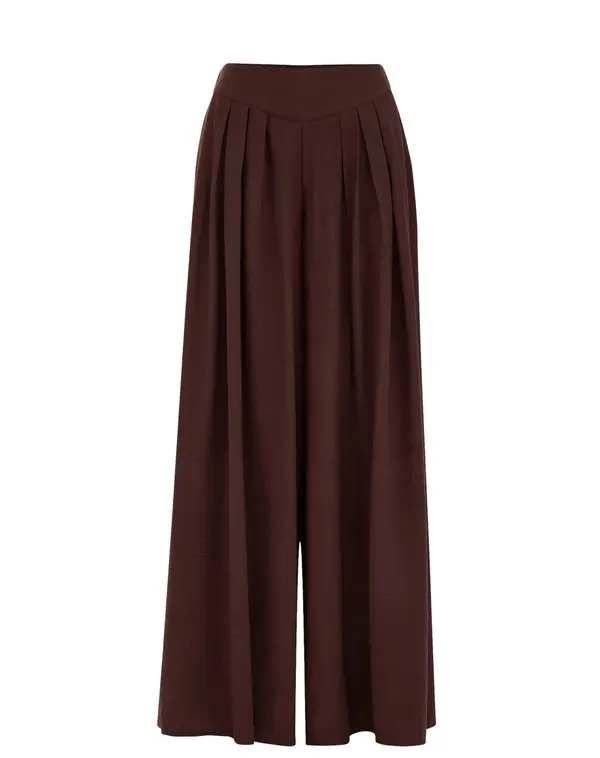 WE Fashion WE Fashion Hlače s naborima  tamno smeđa