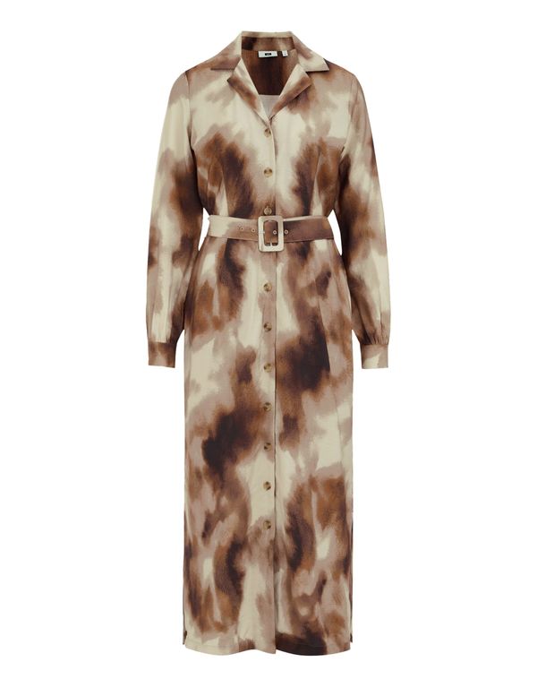 WE Fashion WE Fashion Košulja haljina  bež / sivkasto bež / smeđa / tamno smeđa