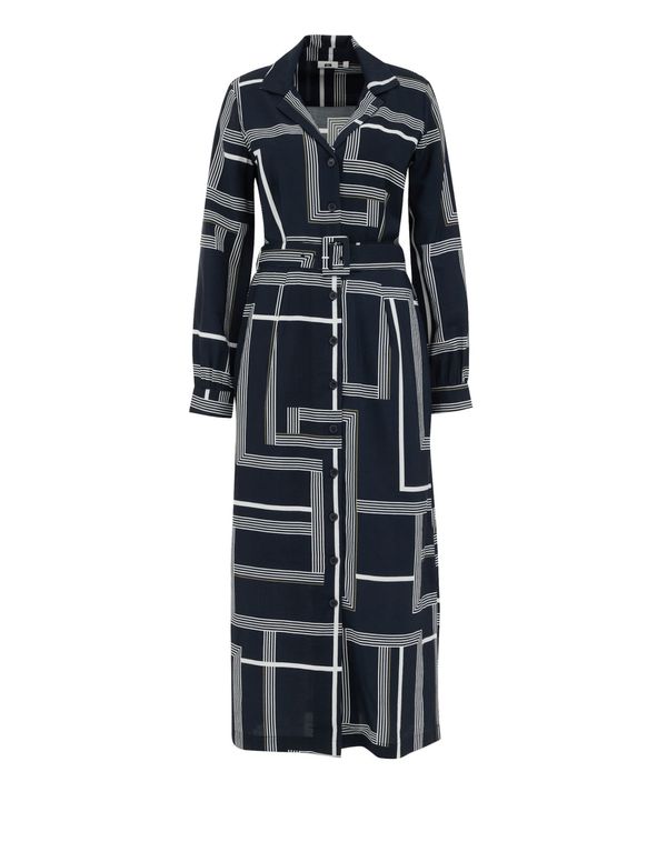 WE Fashion WE Fashion Košulja haljina  mornarsko plava / bijela