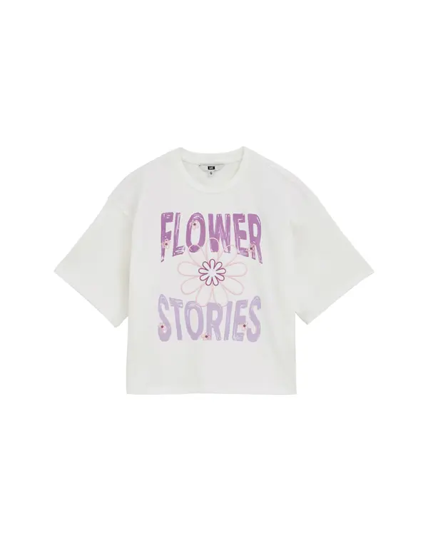WE Fashion WE Fashion Majica  lavanda / bijela