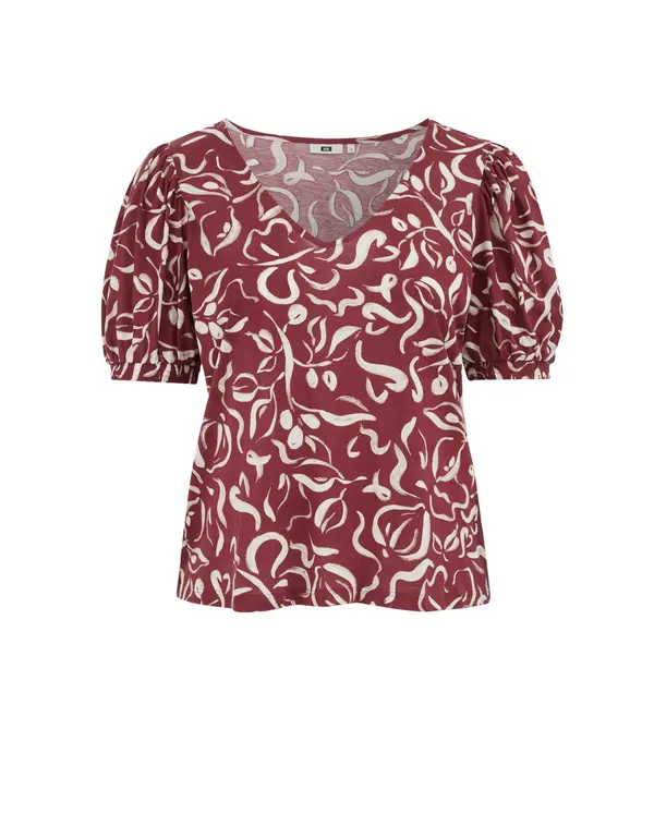 WE Fashion WE Fashion Majica  tamno crvena / bijela