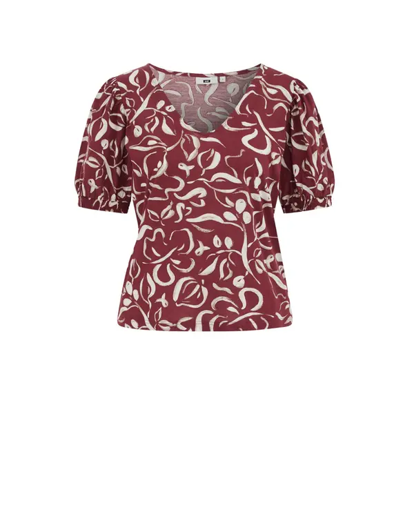WE Fashion WE Fashion Majica  tamno crvena / prljavo bijela