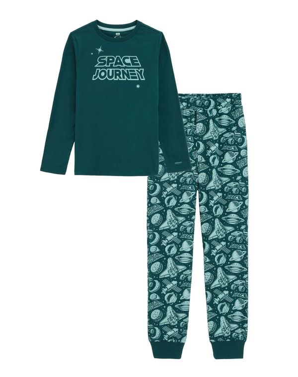 WE Fashion WE Fashion Pidžama set  smaragdno zelena / menta