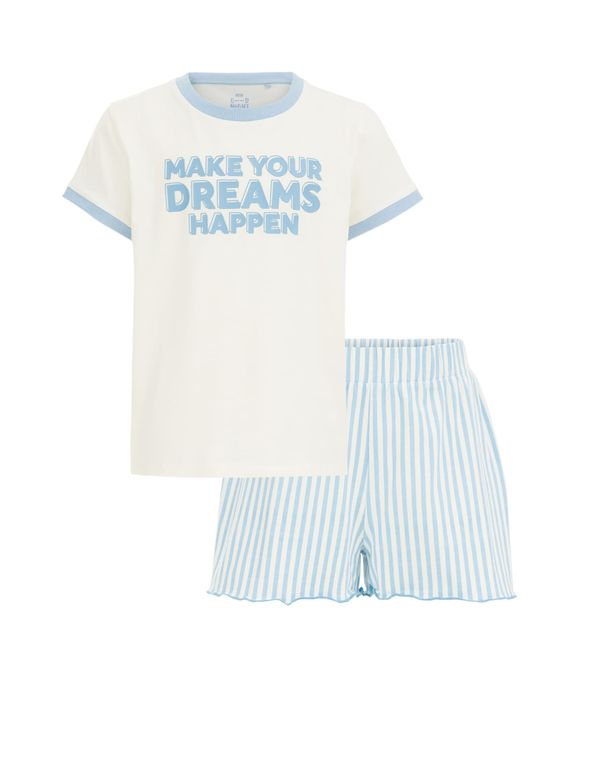 WE Fashion WE Fashion Pidžama set  svijetloplava / bijela